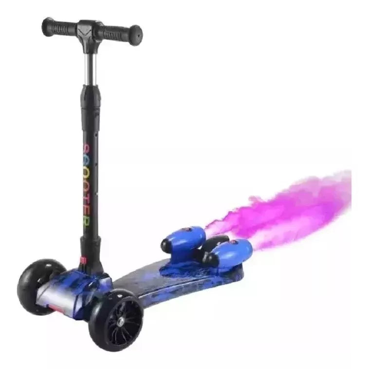 Patinete Scooter Plegable con 3 Ruedas Luminosa, Efecto de pulverizador de Vapor, Música, Altura Ajustable OFERTA