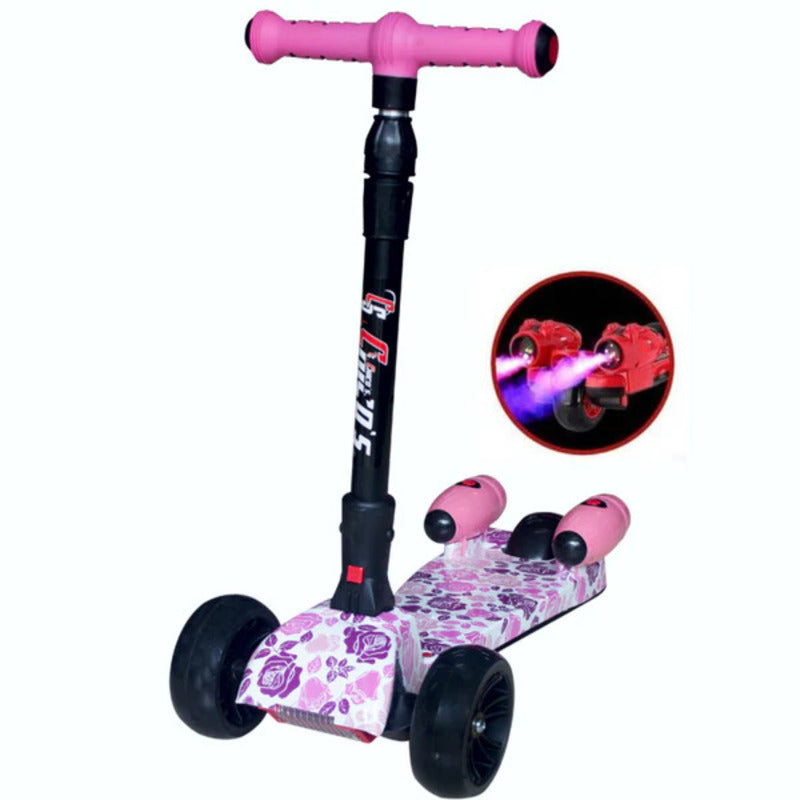 Patinete Scooter Plegable con 3 Ruedas Luminosa, Efecto de pulverizador de Vapor, Música, Altura Ajustable OFERTA